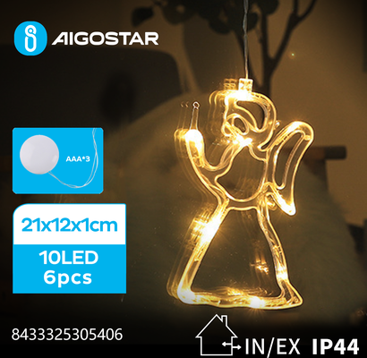 Adorno Navidad Figura Angel Luz con Pilas y Ventosa
